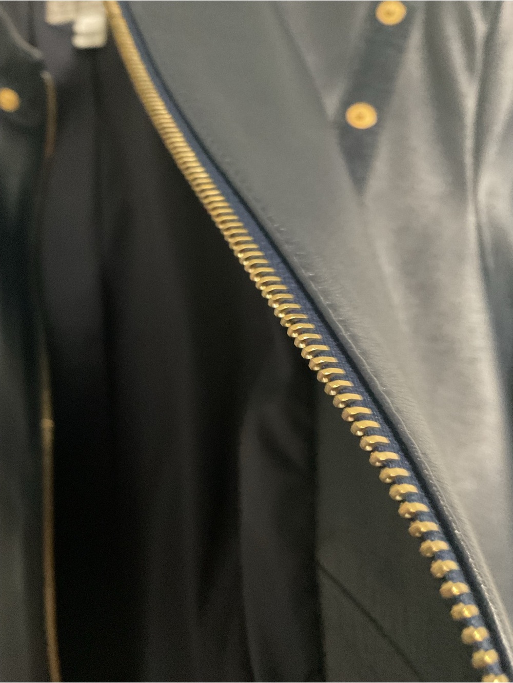 Women's Navy Leather Stud-Trim Zip Jacket - Picture 9 of 10